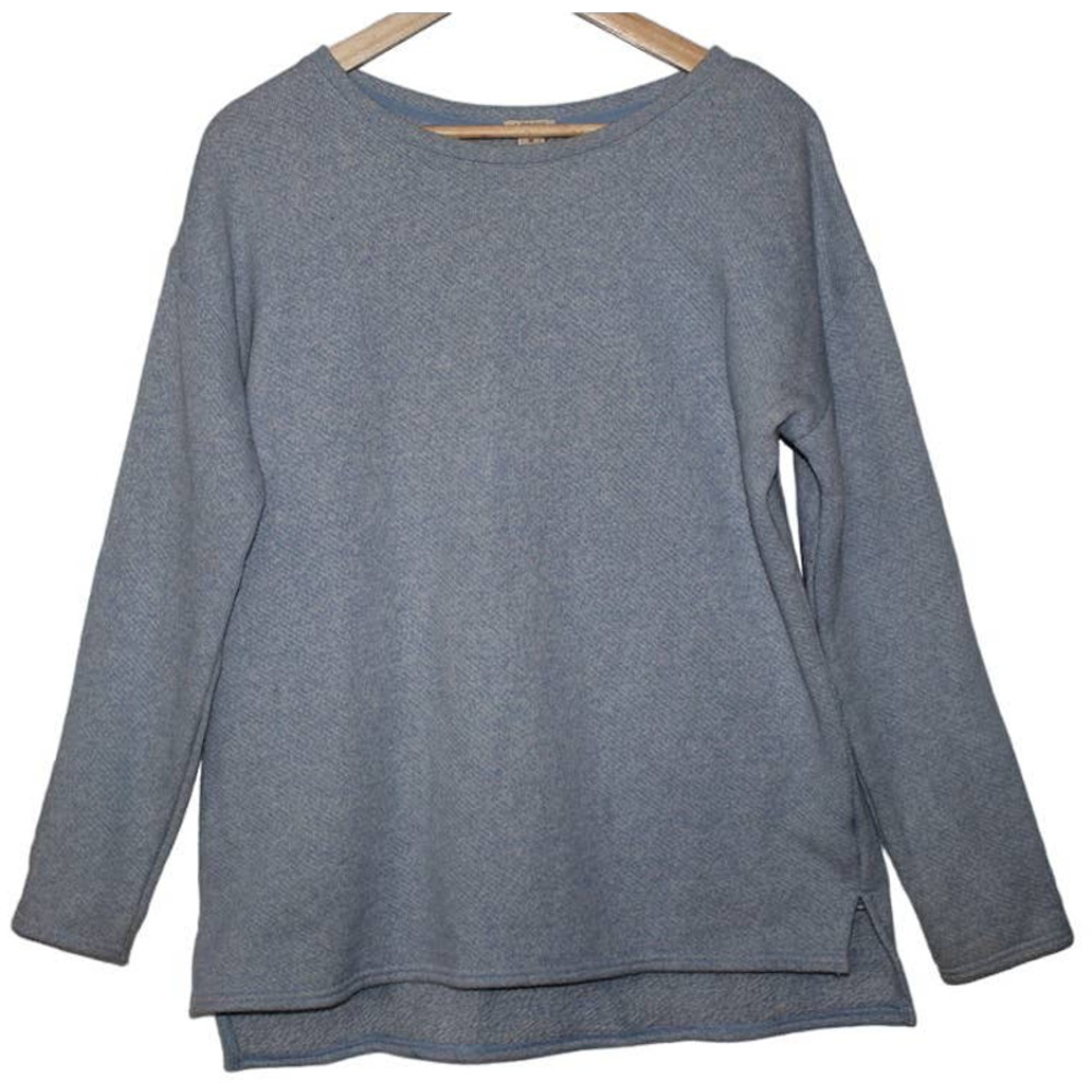 Womens J. Crew B3497 Blue White Cotton Wool Pullover Scoop Sweater Size Medium M